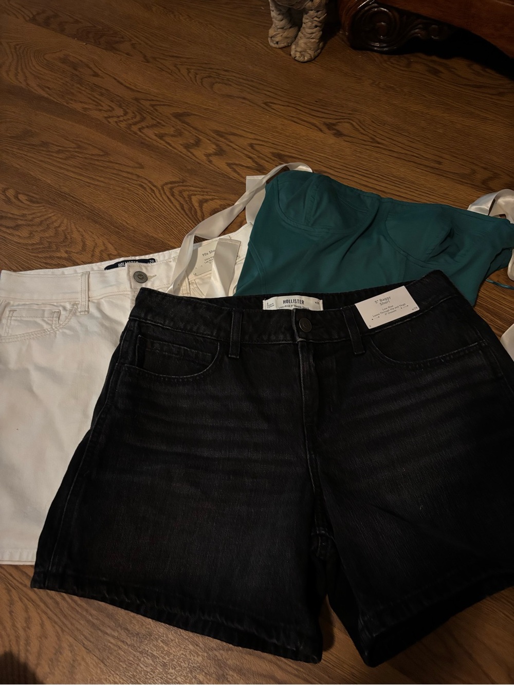 Hollister Washed Black Low-Rise Denim Shorts